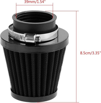 Mtsooning Motorcycle Air Filter Pod, 39mm Washable Universal Clamp-On Breathers, Cone Intake filter Replacement for ATV Dirt Pit Bike Go Kart Motorbike