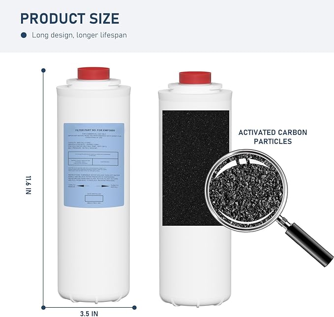 51300C Water Replacement Filter Compatible with Elkay 51300C EWF3000, and Ezh20 Bottle Filling Station, 3000 Gallon Water Filter Replacement for ERF750, 51299C, 55898C (No Chip) 4 Pack