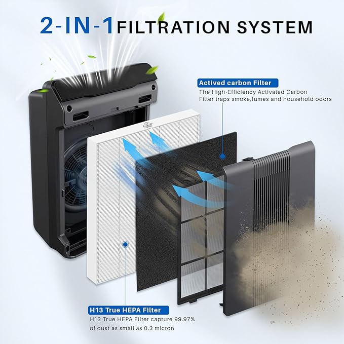 10 Pack 115115 Filter, Filter A Size 21 Replacement for Winix PlasmaWave Air Purifier C535 5300 5300-2 6300 6300-2 P300 AM90 C909 9800, 2 Size 21 Filters + 8 Carbon Pre-Filters