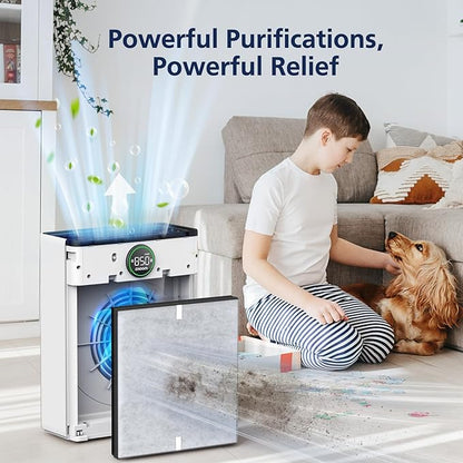 PR1 Replacement Filter for Mooka PR1 Air Purifier for Home Large Room up to 2200sq.ft, HEPA Activated Carbon, with 4Pcs Washable Filter for Pets, PM 2.5, Pollen, 2 Packs