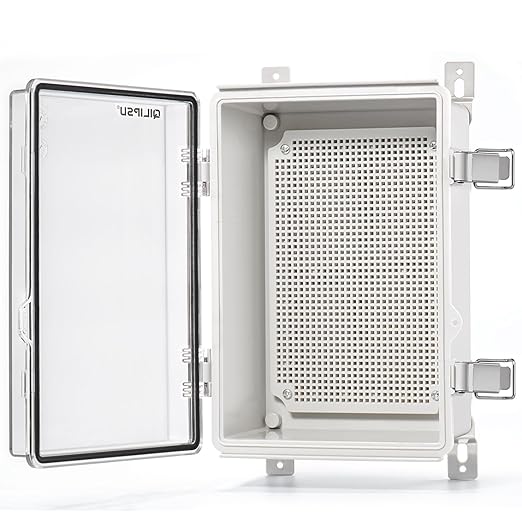 QILIPSU Outdoor WiFi Enclosure, 11.4"x7.5"x5.5" Waterproof Electrical Junction Box IP67 Weatherproof Plastic Clear Hinged Cover for Electronic Network Project