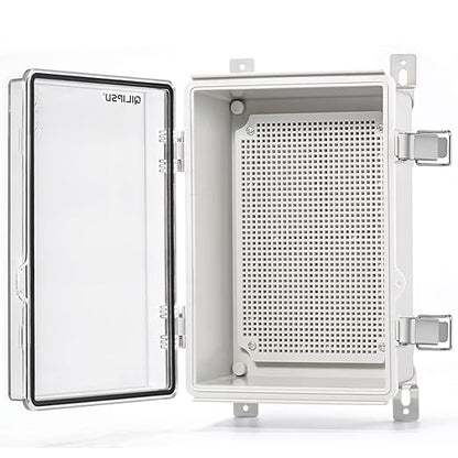 QILIPSU Outdoor WiFi Enclosure, 11.4"x7.5"x5.5" Waterproof Electrical Junction Box IP67 Weatherproof Plastic Clear Hinged Cover for Electronic Network Project