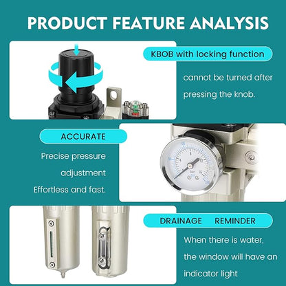 1/2" NPT Industrial Air Dryer for Compressor,4 Stage Air Compressor Water Separator System,Filter Oil Water Separator Dryer for Plasma Cutter and Paint Spray,Auto Drain