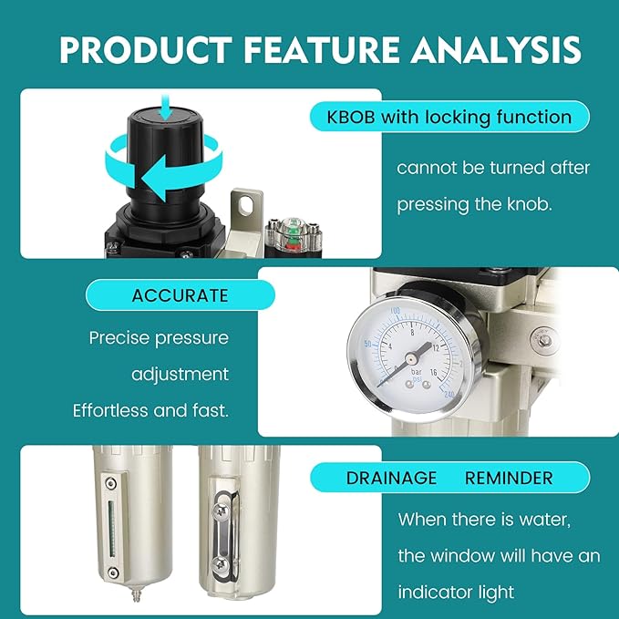 3/4" NPT Industrial Air Dryer for Compressor,4 Stage Air Compressor Water Separator System,Filter Oil Water Separator Dryer for Plasma Cutter and Paint Spray,Auto Drain