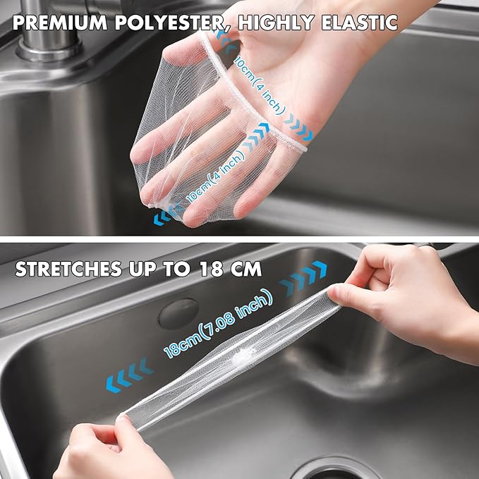 400 Pack Kitchen Sink Strainer Mesh Bag, Anti-Clogging Disposable Sink Drain Covers, Kitchen Essentials Sink Filter Nets, Fits Most Sink Strainers (4.0 x 4.0 Inch)