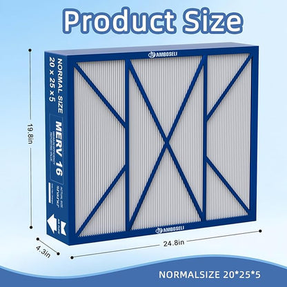 20x25x5 Merv 16 Air Filter Compatible with Lennox X6675 and Lennox HCC20-28 Furnace HVAC System, Part Number HCF20-16, (actual size:19.8" x 24.8" x 4.3")