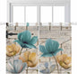 Watercolor Flowers Bedroom Curtains 63 Inch Length, Window Curtains Tab Top, Vintage Tulips Floral Barn Doors Wood Grain Light Filtering Window Treatments Drapes 42"x63" 2 Panel