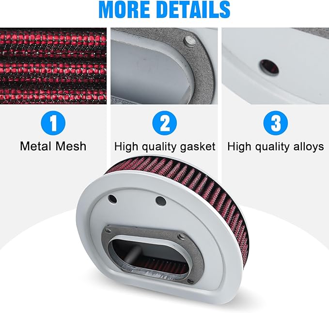 Motorcycle Air Filter 29462-99 1011-4208 High Flow Intake Cleaner Accessories for Harley 1999-2001 Touring Electra Glide, Road King and Road Glide Models (Red)