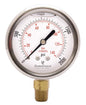 2-1/2" Oil Filled Pressure Gauge - Stainless Steel Case, Brass, 1/4" NPT, Lower Mount Connection, 0-2,000PSI