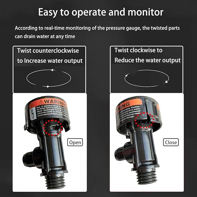 98209800 98209803 Manual Air Relief Valve with Pressure Gauge for Swimming Pool and Spa Filter High Flow Manual Relief Valve (No Pressure Gauge)