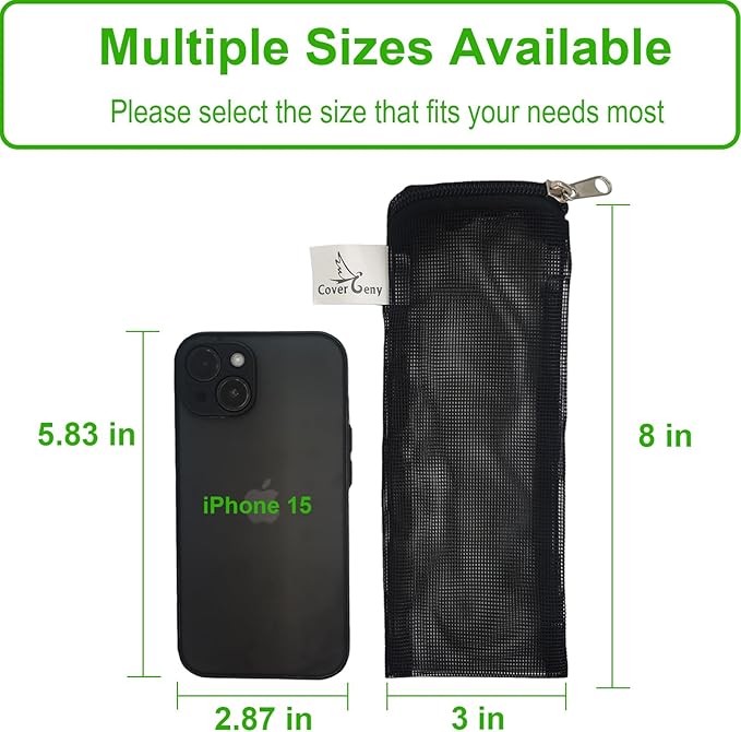 10 Pcs 3" x 8" Aquarium Filter Media Bags, Fish Tank Media Mesh Filter Net Bags for Activated Carbon, Ceramic Rings, Small Aquarium Ceramics Pouch Reusable Bags with Zipper, Black.