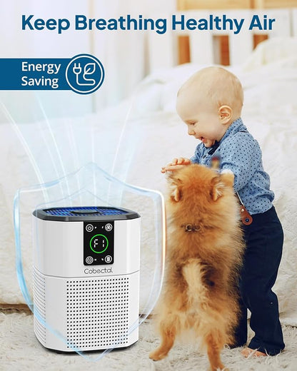 2 Pack Air Purifier for Home Bedroom, Cobectal Room Air Cleaner with H13 True HEPA 3-in-1 Filter, Aroma Function & Sleep Mode, Desktop Small Air Purifier for Office, Dorm, Hotel, RVs (White)
