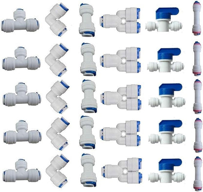 Lemoy 1/4" OD Quick Connect Push In to Connect Water Tube Fitting for RO Reverse Osmosis Water Filter Fittings Pack of 30