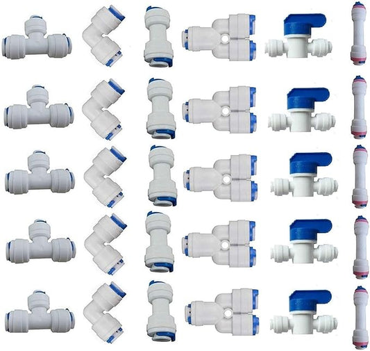 Lemoy 1/4" OD Quick Connect Push In to Connect Water Tube Fitting for RO Reverse Osmosis Water Filter Fittings Pack of 30