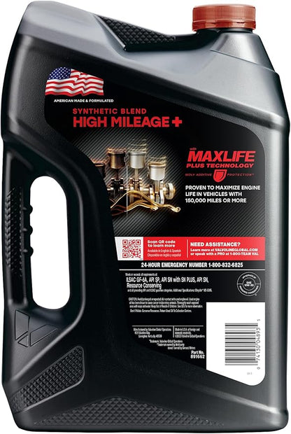 Valvoline High Mileage 150K with Maxlife Plus Technology Motor Oil SAE 10W-30 5 QT, Case of 3