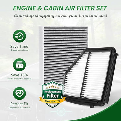 Engine Cabin Air Filter kit for HONDA HR-V 2016, HONDA HR-V 2018-2022, Replace for CF11182 CA12052