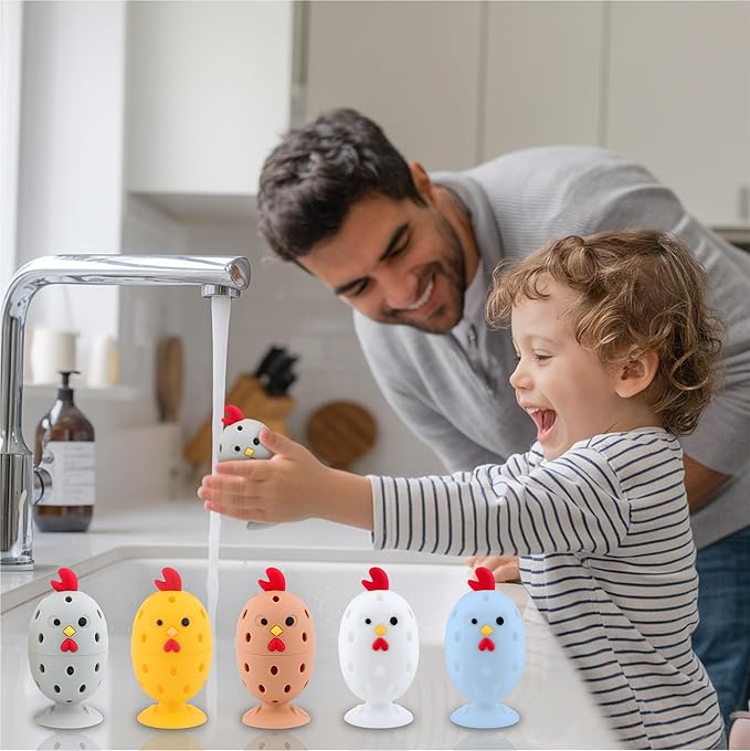 Egg Washer for Fresh Eggs, Egg Scrubber for Fresh Eggs, 2 Reusable Silicone Chicken Shaped Scrubs, Chicken Egg Cleaner, Eggshell Cleaner for Poultry Farm, Housewife Tools Vegetable Processing (Blue)