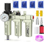 Industrial Grade 3-Stage Air Drying System, 1/2" NPT with Auto Drain, Desiccant Dryer, Air Regulator, Particulate Filter and Coalescing Filter for Paint Spray, Plasma Cutter