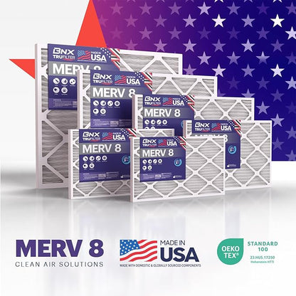 BNX TruFilter 24x30x1 Air Filter MERV 8 (4-Pack) - MADE IN USA – Dust & Pet Defense Electrostatic Pleated Air Conditioner HVAC AC Furnace Filters for Dust, Pet, Mold, Pollen MPR 600 – 700 & FPR 5