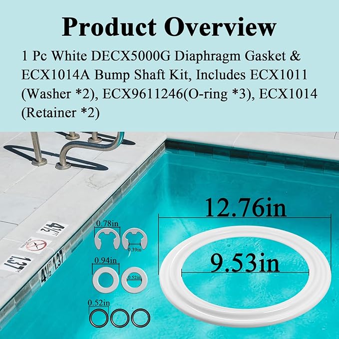 2Pcs Diaphragm Gasket, Fits Hayward Perflex DECX5000G,EC40AC,EC50,EC50C,EC50A,EC50AC Series Extended DE Filter,W/ECX1014A Bump Shaft Kit ECX1011 ECX9611246 ECX1014, Part NO. HAY-051-1507,EC-50C,EC-40C