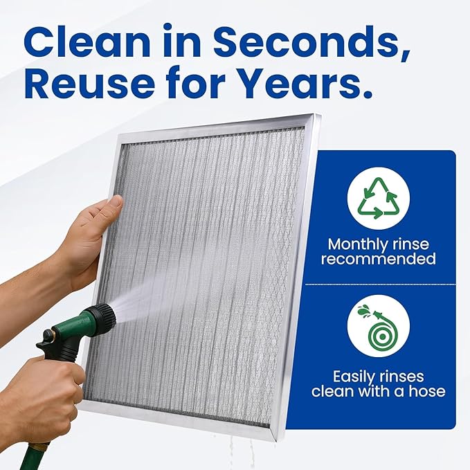 McPherson Reusable Air Filter 14x20x1 | Washable MERV 8 | Made in USA Metal Frame | HVAC AC Furnace | Permanent Electrostatic | Pet Dust Filtration