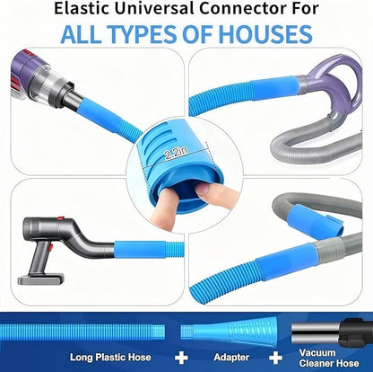 Dryer Vent Cleaner Kit - Universal Vacuum Hose Attachment & Lint Brush, Effectively Clean Clogged Dryer Ducts, Fit Most Vacuums for Dryer, Refrigerator Coils & Behind Appliances (Black)
