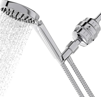 Aqua Earth Shower Head Filter For Hard Water 20 Stages to Remove Chlorine Fluoride Water Softener Coconut Shell Activated Carbon Reduces Dry Itchy Skin Heavy Metals Other Sediments Vitamin C Black