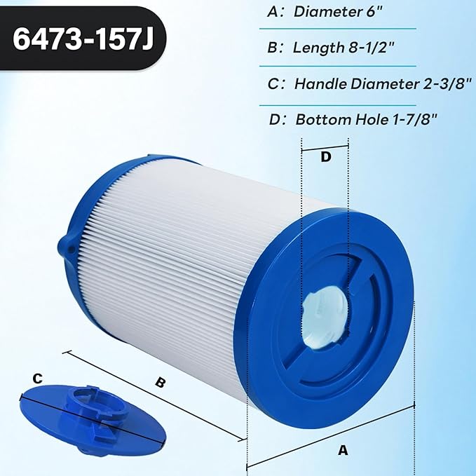 6473-157 Hot Tub Filter Replacement with Removable Handle, 40 Sq Ft Top Filter – Compatible with Jacuzzi J-415/J-425/J-495 2012+, J-435/J-445/J-465/J-470/J-475/J-480/J-485 2013+, J-500 2015+, 2-Pack