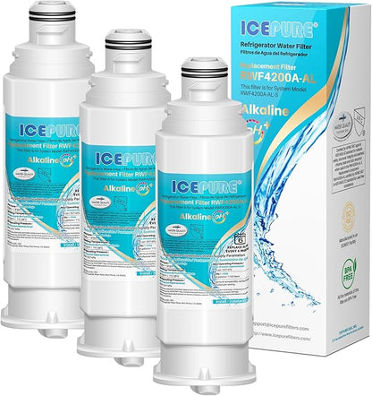 ICEPURE Alkaline DA97-17376B Refrigerator Water Filter Replacement for Samsung HAF-QIN/EXP, DA97-08006C, WD-F45, WS645A RS27T5200SR RS22T5201SR RF28R7201SR RF32CG5400SR RF23M8070SG, Enhances PH, 3Pack