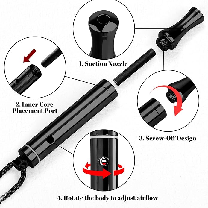 ASTOFLI Quit Smoking Breathing Necklace for Adults - Flavored Stress Breathing Necklace Stop Smoking for Women - Breathlink for Men Meditation Breathe Anxiety Whistle Necklaces inhaler Breathlace