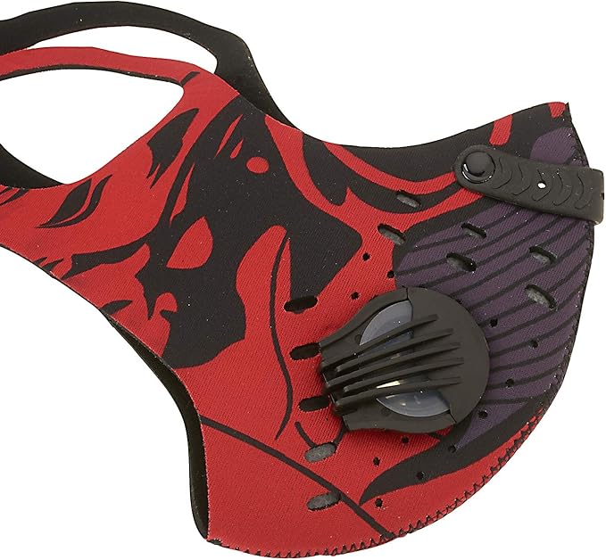 ASA TECHMED Reusable Dual Air Breathing Valve Face Mask Cover with Activated Carbon Filter (Tactical Red)