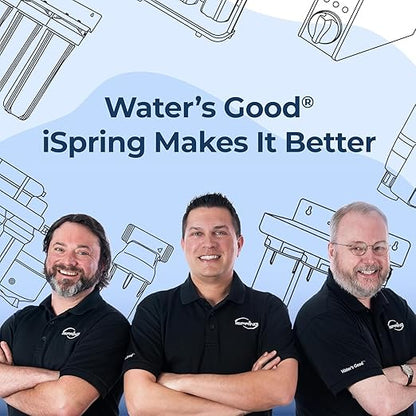 iSpring WCB32C-GAC+AHPF12MNPT12X2 3-Stage Whole House Water Filter System w/ 3/4'' Push-Fit Braided Stainless Steel Hose Connectors, Reduces Chloramine, PFAS, Chlorine, Sediments, 3/4" Inlet/Outlet