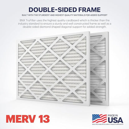 BNX TruFilter 15x20x1 Air Filter MERV 13 (4-Pack) - MADE IN USA - Electrostatic Pleated Air Conditioner HVAC AC Furnace Filters for Allergies, Pollen, Mold, Bacteria, Smoke, Allergen, MPR 1900 FPR 10