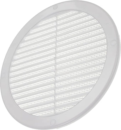 Vent Systems 8" Inch (Opening Dimensions) White Soffit Vent Cover - Plastic Round Air Vent Grille - Built-in Mesh Screen - HVAC Register Louver for Bathroom, Home, Kitchen