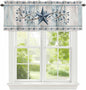 Blue Texas Star Valances for Windows, Vintage Star Berry Blue Beige Wood Grain Kitchen Valance Light Filtering Rod Pocket Short Curtains for Kitchen Bathroom, 1 Panel, 56"x16"