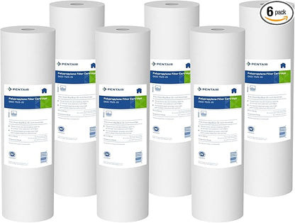 Pentair Pentek DGD-7525-20 Big Blue Water Filter, 20-Inch Whole House Sediment Filter Cartridge Replacement, Dual-Gradient Density Spun Polypropylene, 20" x 4.5", 25 Micron, Pack of 6