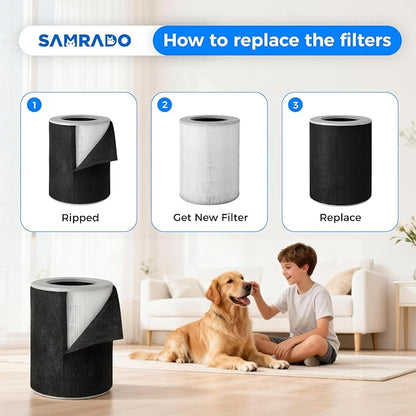 HEPA Air Purifier Pre Kit Filter, 6-Pack Carbon Pre-Filter up to 99.97% of Pet Hair, Oders, Smoke, Pollen, Dust, VOC, Kitchen, Wildfire/Smoke-Compatible with PJ11 Air Purifiers