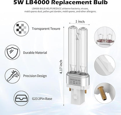4 pack FLT4825 HEPA Replacement Filter B ＆ LB4000 Bulb for Guardian AC4825, AC4300, AC4850, AC4800, AC4820, AC4900 Air Cleaner Purifier, 4 HEPA Filters +12 Carbon filters+ 2 lb4000 uv bulb
