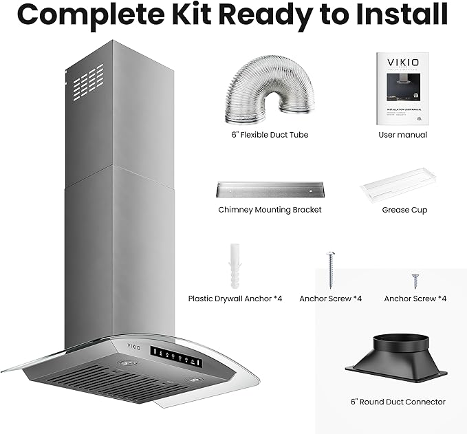 36" Wall Mount Range Hood Tempered Glass 900 CFM, Kitchen Chimney Vent Stainless Steel, with Gesture Sensing and Touch Control Switch Panel, 3-Speed Exhaust Fan Permanent Filter