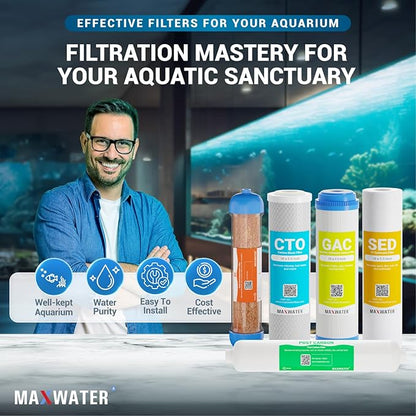 Replacement Filters for 6 Stage RO DI System - Sediment, GAC, CTO, Post-Carbon, Mixed Bed DI, 10 inch Standard Size Water Filters