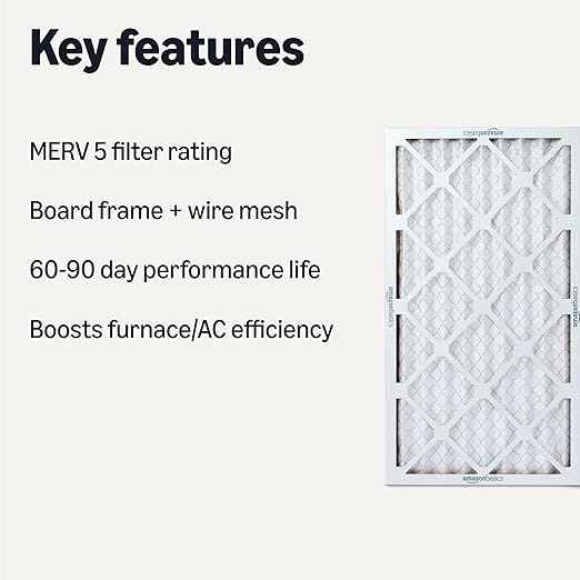 Amazon Basics Merv 5 AC Furnace Air Filter 14x25x1 inches, Pack of 6 (Actual size: 13.75" x 24.75" x 0.75")