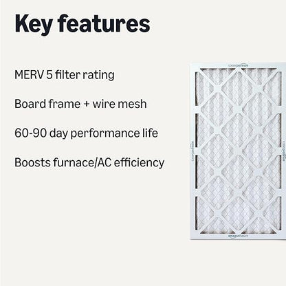Amazon Basics Merv 5 AC Furnace Air Filter 14x25x1 inches, Pack of 6 (Actual size: 13.75" x 24.75" x 0.75")