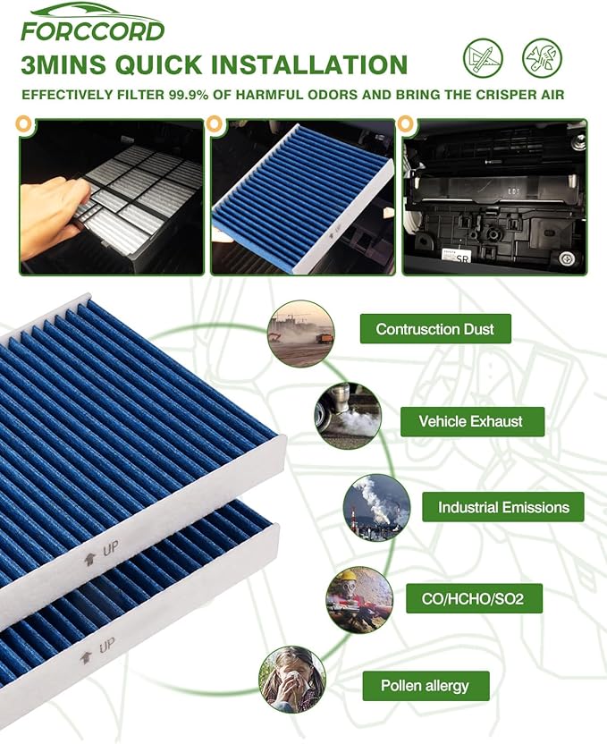 Cabin & Engine Air Filter Fit for Chrysler Pacifica 2017-2026 V6 3.6L Flex/Gas, Voyager 2020-2026 3.6L Gas Air Filter Replace#CA12091 68214516AA CF12283 Car Accessories