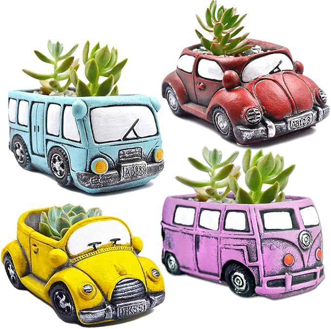 4 Pack Colorful Planters Pots, Indoor Small Plants Pots with Drainage Hole, Decor Garden Pot for Succulents Planter Cactus