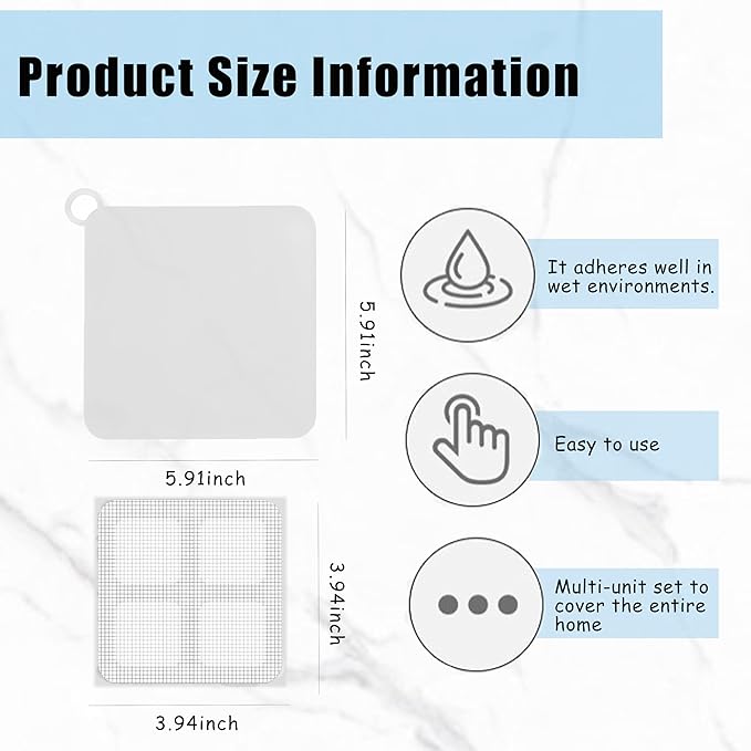 6 PCS Silicone Shower Drain Cover with 50 Pack Floor Drain Filter Screen Sticker – Anti-Blocking Anti-Insect Drain Strainers for Bathroom Sink, Bathtub, Kitchen & Bath Fixtures