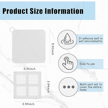 6 PCS Silicone Shower Drain Cover with 50 Pack Floor Drain Filter Screen Sticker – Anti-Blocking Anti-Insect Drain Strainers for Bathroom Sink, Bathtub, Kitchen & Bath Fixtures