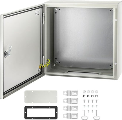 VEVOR NEMA Steel Enclosure, 16 x 16 x 6'' NEMA 4X Steel Electrical Box, IP66 Waterproof & Dustproof, Outdoor/Indoor Electrical Junction Box, with Mounting Plate
