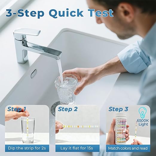 TESPERT Drinking Water Test Strips 125ct 16 in 1 – 30s Quick Screening for Hardness, pH, Iron, Nitrite, Copper, Chlorine, Nitrite, Carbonate,Lead, Alkalinity...Well, Tap, Home, City Water Testing