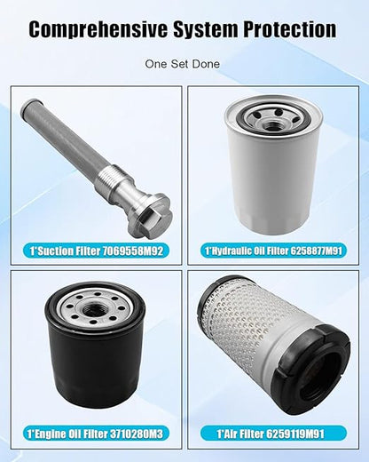 3710280M3 Filter Maintenance Kit Replace 3707793M1 6259119M91 6258877M91 7069558M92, Oil Air Hydraulic Oil Suction Filters
