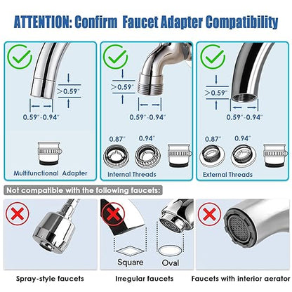 Vortopt Faucet Filter,NSF Certified,400 Gallon High Efficiency Water Purification System,Fast 99% Chlorine,Odor Removal with 1 Water Filter（T1-Black）